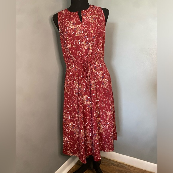 Allegra K NWT Tank Style MIDI Dress Red with Floral and Butterfly Design size S - Picture 5 of 14